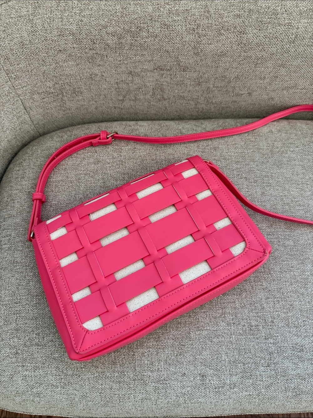 a new day Hot Pink Woven Crossbody Bag